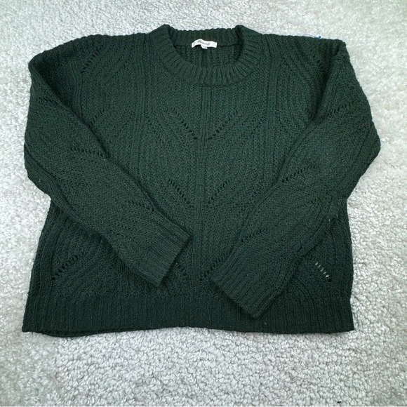 Madewell Charley Pullover Sweater Hunter Green Cable Knit Alpaca Blend Sz Small - Picture 3 of 12
